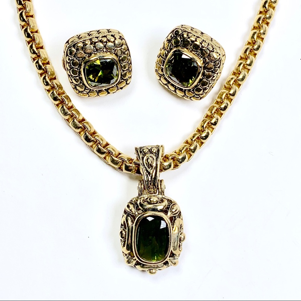 Peridot & Gold Necklace Set
